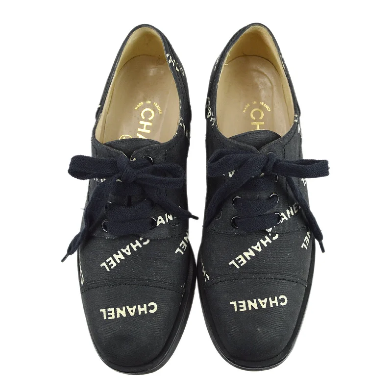 Feminine Style Promotions Chanel * Black Canvas Oxford Shoes #37