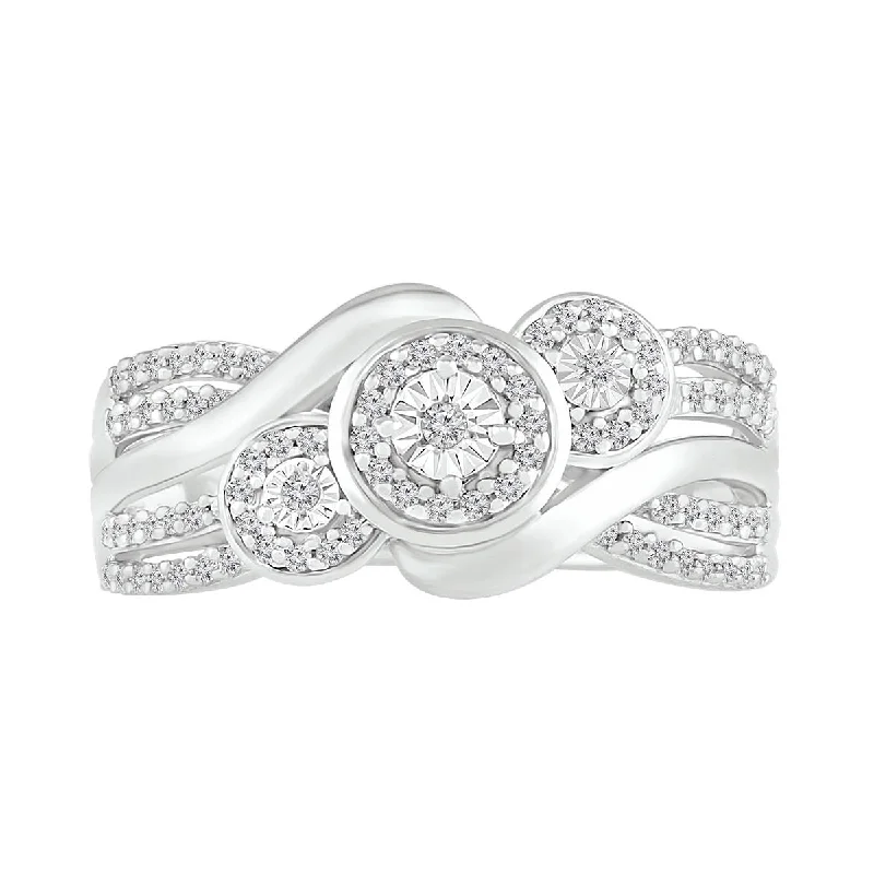 Must-Have Jewelry At Unbelievable Discounts 1/4 CTW Diamond Cluster Three Stone Promise Ring in Sterling Silver Must-Have Jewelry At Unbelievable Discounts 1/4 CTW Diamond Cluster Three Stone Promise Ring in Sterling Silver