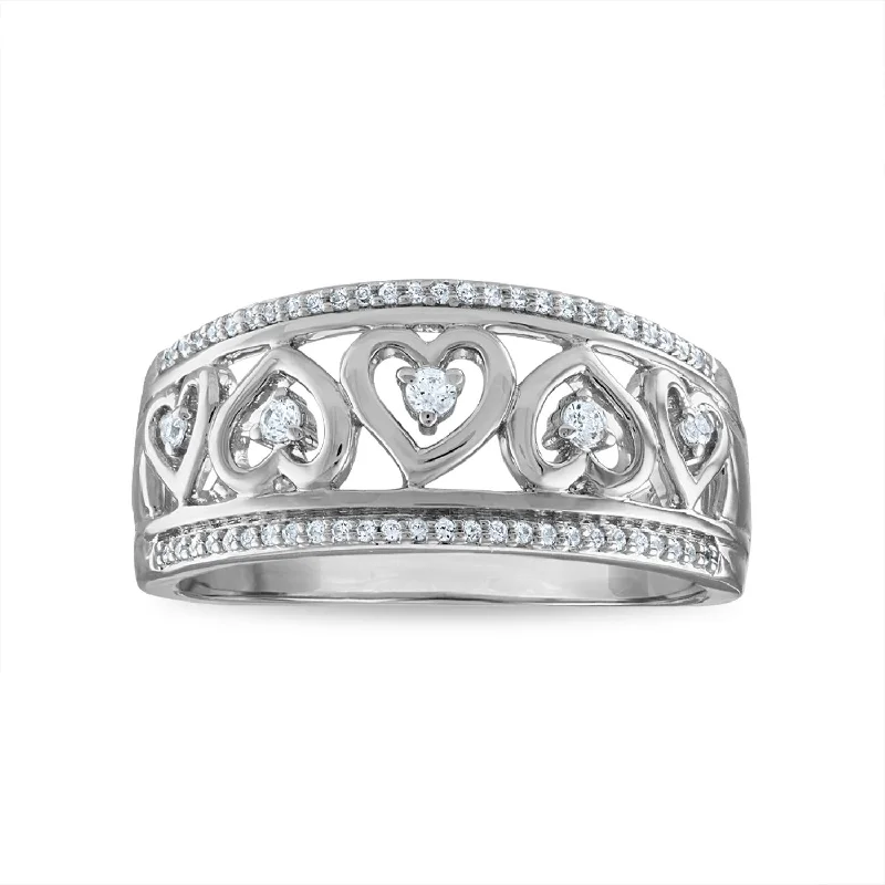 Shop Handcrafted Jewelry At Special Promotional Rates 1/6 CTW Diamond Heart Ring in Rhodium Plated Sterling Silver Shop Handcrafted Jewelry At Special Promotional Rates 1/6 CTW Diamond Heart Ring in Rhodium Plated Sterling Silver