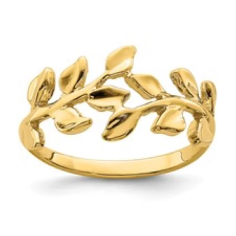 Exclusive Online Jewelry Sale – Don't Wait 10KT Yellow Gold Fashion Leaf Ring