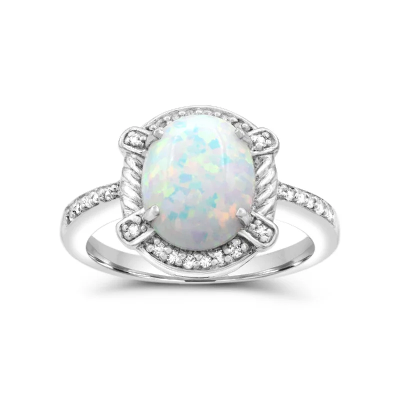 Jewelry Sale Bonanza – Grab Your Sparkle Now 10X8MM Created Opal and White Sapphire Ring in Sterling Silver Jewelry Sale Bonanza – Grab Your Sparkle Now 10X8MM Created Opal and White Sapphire Ring in Sterling Silver