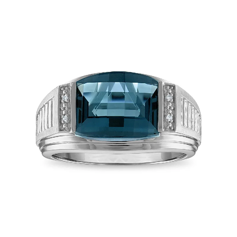 Flash Sale On Stunning Jewelry – Don't Miss Out 12X10MM Cushion London Blue Topaz and Diamond Gem Stone Diamond Accent Ring in Rhodium Plated Sterling Silver Flash Sale On Stunning Jewelry – Don't Miss Out 12X10MM Cushion London Blue Topaz and Diamond Gem Stone Diamond Accent Ring in Rhodium Plated Sterling Silver
