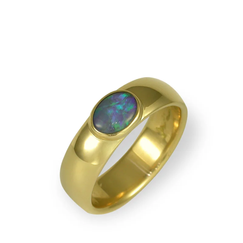 Get The Sparkle You Love At Prices You Adore Black Opal Ring, Yellow Gold