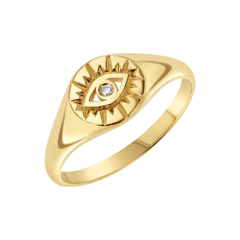 Exclusive Online Jewelry Sale – Don't Wait Diamond Evil Eye Round Signet Ring
