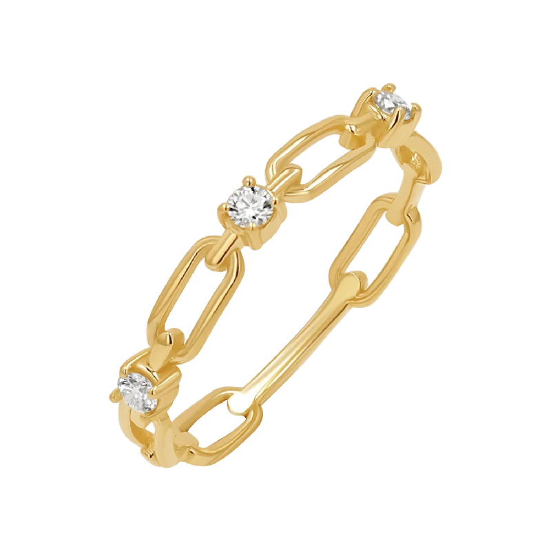 Final Call For Exquisite Jewelry At Reduced Rates Three Diamond Paper Clip Link Ring Final Call For Exquisite Jewelry At Reduced Rates Three Diamond Paper Clip Link Ring