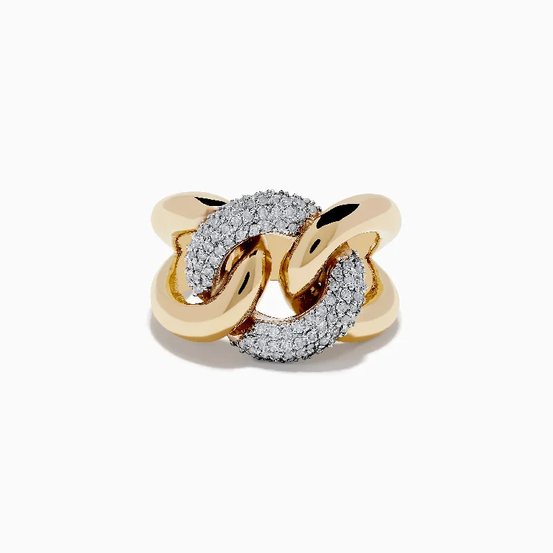 Discounted Jewelry For A Glamorous Look Duo 14K White and Yellow Gold Pave Diamond Chain Link Ring Discounted Jewelry For A Glamorous Look Duo 14K White and Yellow Gold Pave Diamond Chain Link Ring