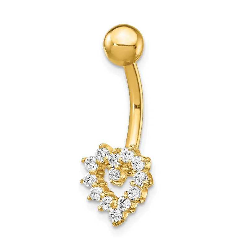 Luxury Jewelry At Unbeatable Discounts 14KT Yellow Gold Cubic Zirconia 23X10MM Heart Belly Ring Luxury Jewelry At Unbeatable Discounts 14KT Yellow Gold Cubic Zirconia 23X10MM Heart Belly Ring