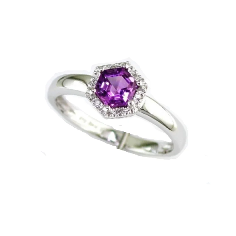 Elegant Necklaces And Bracelets At Limited-Time Offers Amethyst and Diamond Halo Hexagon Ring Elegant Necklaces And Bracelets At Limited-Time Offers Amethyst and Diamond Halo Hexagon Ring