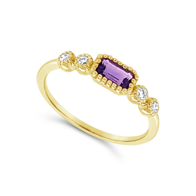 Affordable Luxury Jewelry For Every Occasion Amethyst and Single Diamond Accented Ring Affordable Luxury Jewelry For Every Occasion Amethyst and Single Diamond Accented Ring