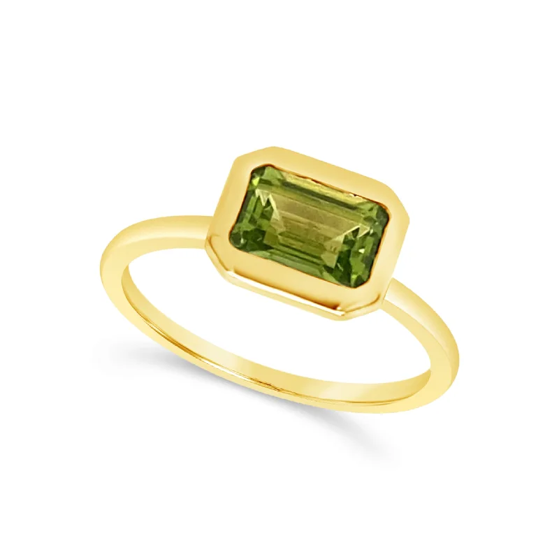 Timeless Elegance, Temporary Discounts – Act Fast Bezel Set Emerald Cut Peridot Ring Timeless Elegance, Temporary Discounts – Act Fast Bezel Set Emerald Cut Peridot Ring