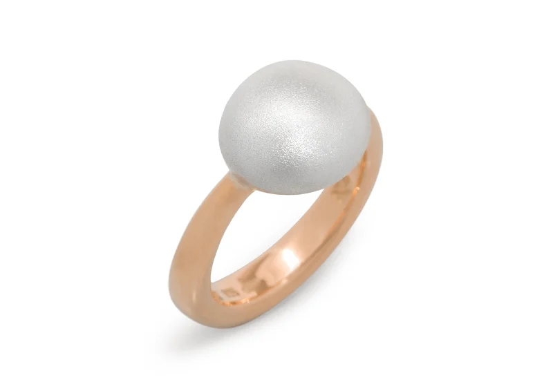 Limited-Time Offer On Elegant Jewelry Pieces Bi-Tone Button Ring, Red Gold & Sterling Silver Limited-Time Offer On Elegant Jewelry Pieces Bi-Tone Button Ring, Red Gold & Sterling Silver