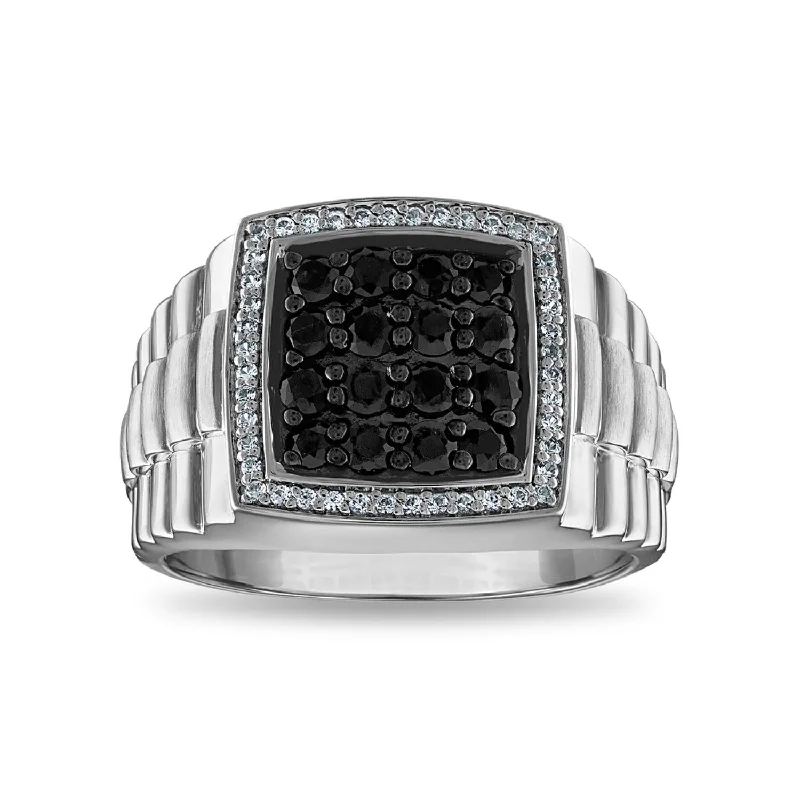 Last Chance To Grab Your Favorite Jewelry At A Discount Black and White Sapphire Ring in Rhodium Plated Sterling Silver Last Chance To Grab Your Favorite Jewelry At A Discount Black and White Sapphire Ring in Rhodium Plated Sterling Silver