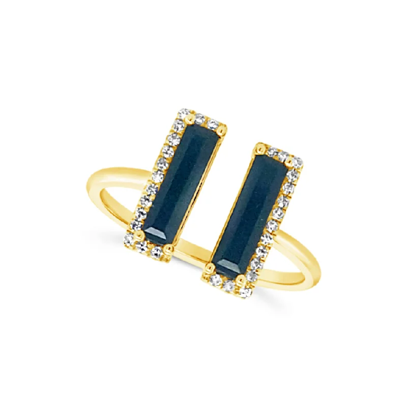 Personalized Jewelry At Special Discount Rates Black Onyx and Diamond Open Design Ring Personalized Jewelry At Special Discount Rates Black Onyx and Diamond Open Design Ring