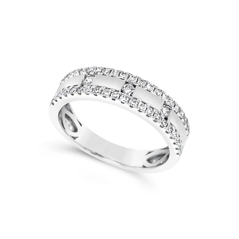 Luxury Handcrafted Jewelry For Elegant Looks Brushed Finish Double Diamond Row Band