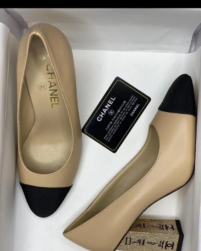 Comfortable Office Shoes Chanel Cap Toe Heels Shoes