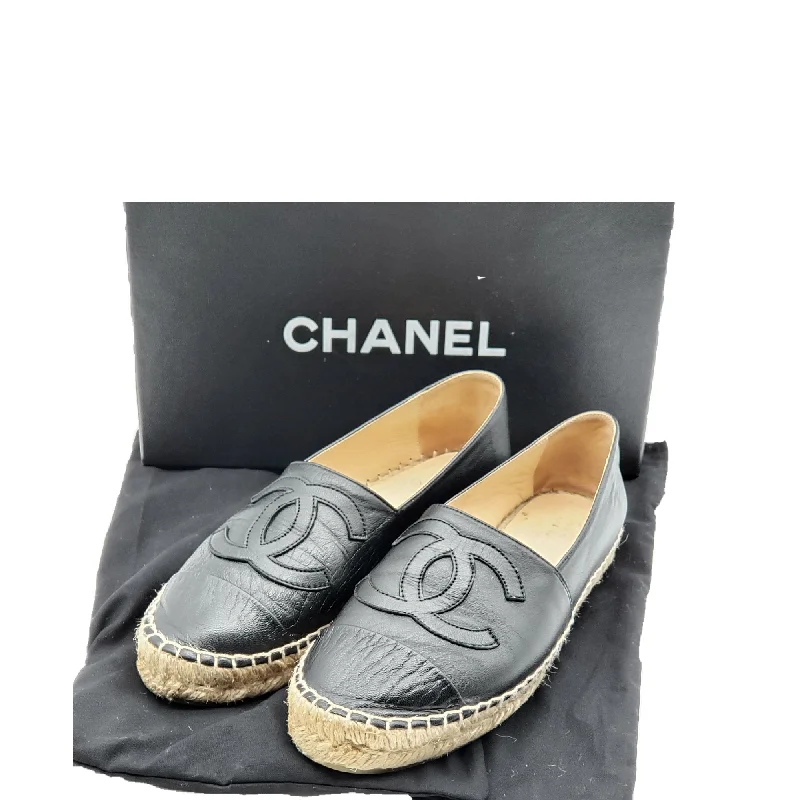 Flash Sales This Week Chanel CC Lambskin Black Espadrille Shoes