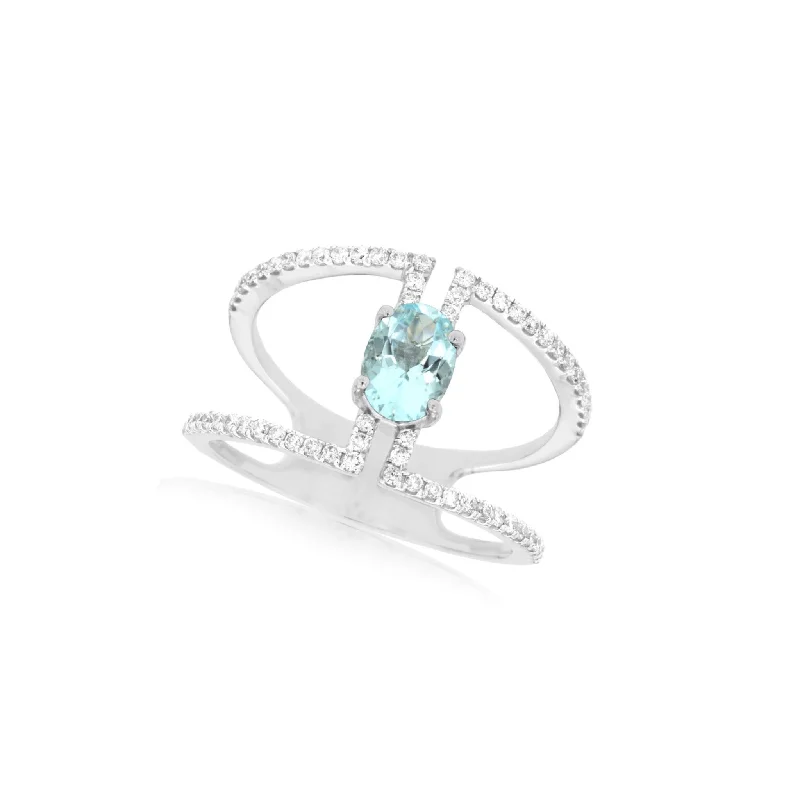 Get The Sparkle You Love At Prices You Adore Contemporary Open Design Aquamarine and Diamond Ring Get The Sparkle You Love At Prices You Adore Contemporary Open Design Aquamarine and Diamond Ring