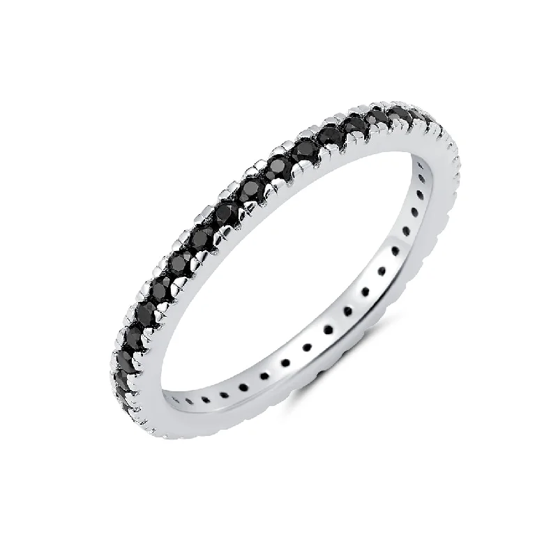 Luxury Jewelry At Unbeatable Discounts Crislu Platinum Plated Sterling Silver and Cubic Zirconia Eternity Band