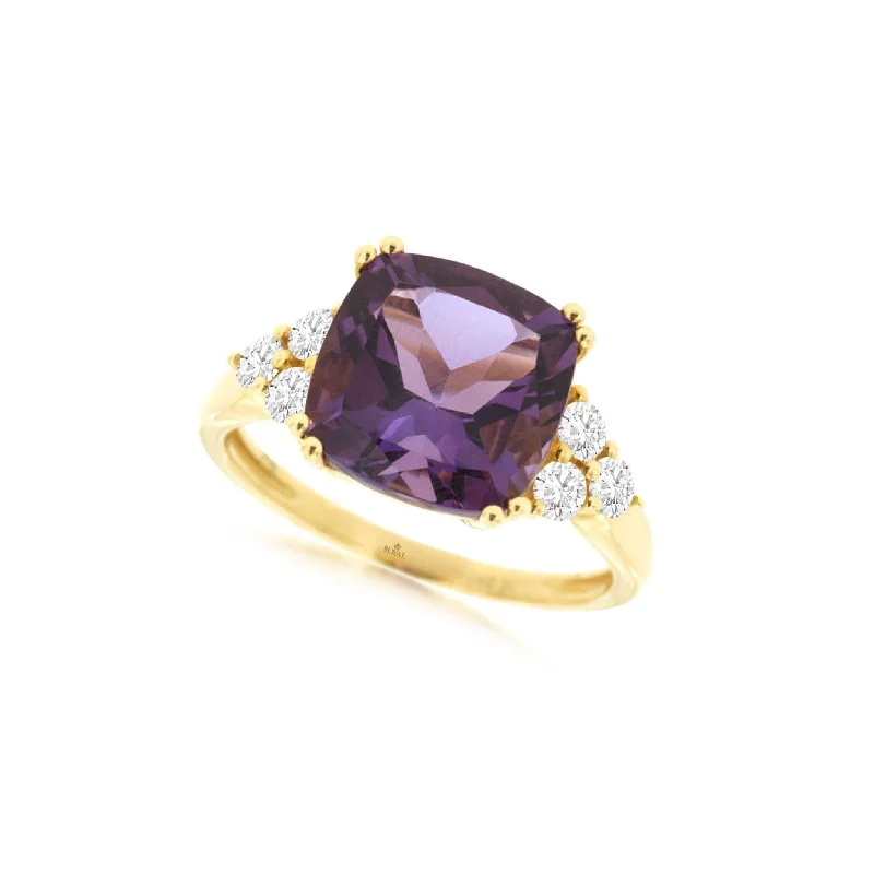 Limited-Time Jewelry Discounts – Shine Without The Splurge Cushion Amethyst and Triple Diamond Accented Ring Limited-Time Jewelry Discounts – Shine Without The Splurge Cushion Amethyst and Triple Diamond Accented Ring