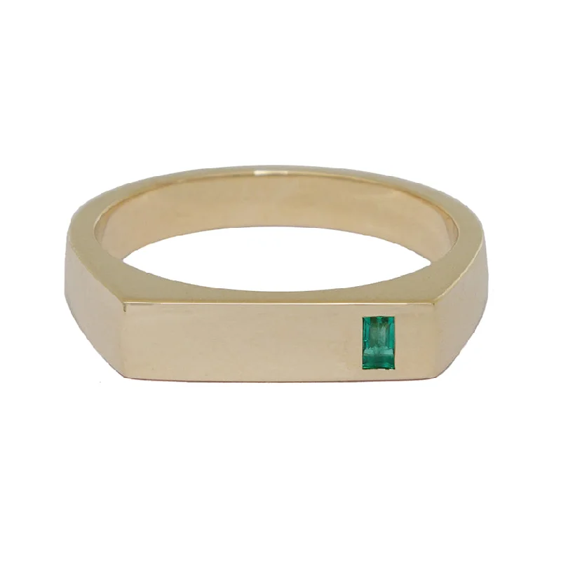Jewelry Flash Sale – Stylish Designs At Unbeatable Rates Flat Top Signet Ring with Emerald Jewelry Flash Sale – Stylish Designs At Unbeatable Rates Flat Top Signet Ring with Emerald