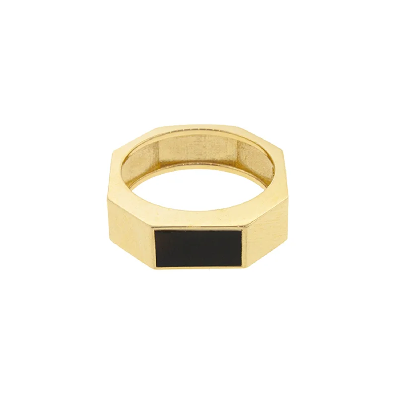 Grab Your Favorite Jewelry At The Lowest Prices Gemstone Geo Ring with Onyx