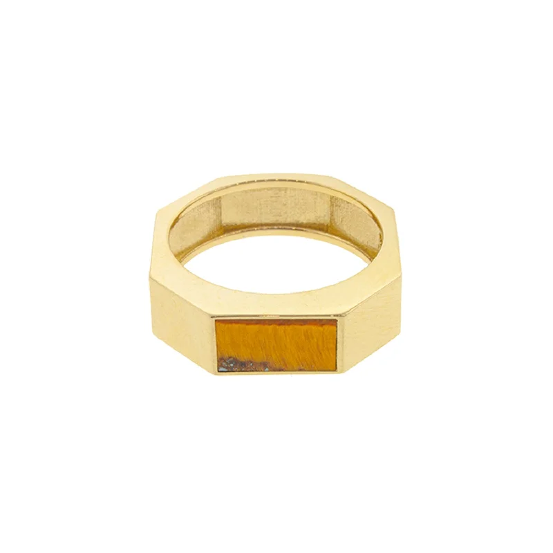 Huge Savings On Timeless Jewelry Collections Gemstone Geo Ring with Tiger's Eye