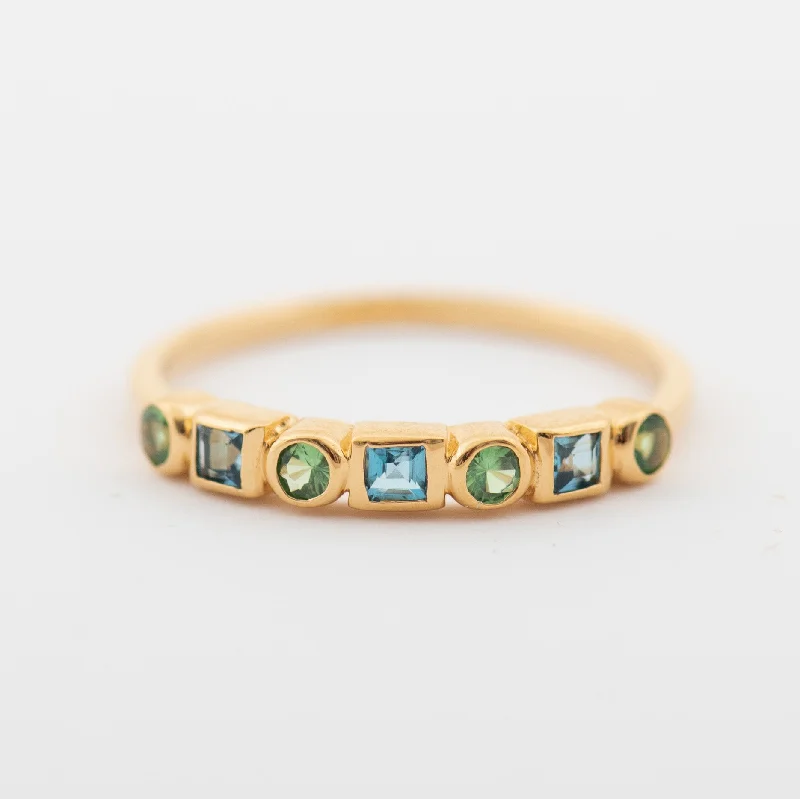 Flash Sale On Exquisite Jewelry – Don't Miss Out Leslie Blue Topaz and Tsavorite Garnet Band