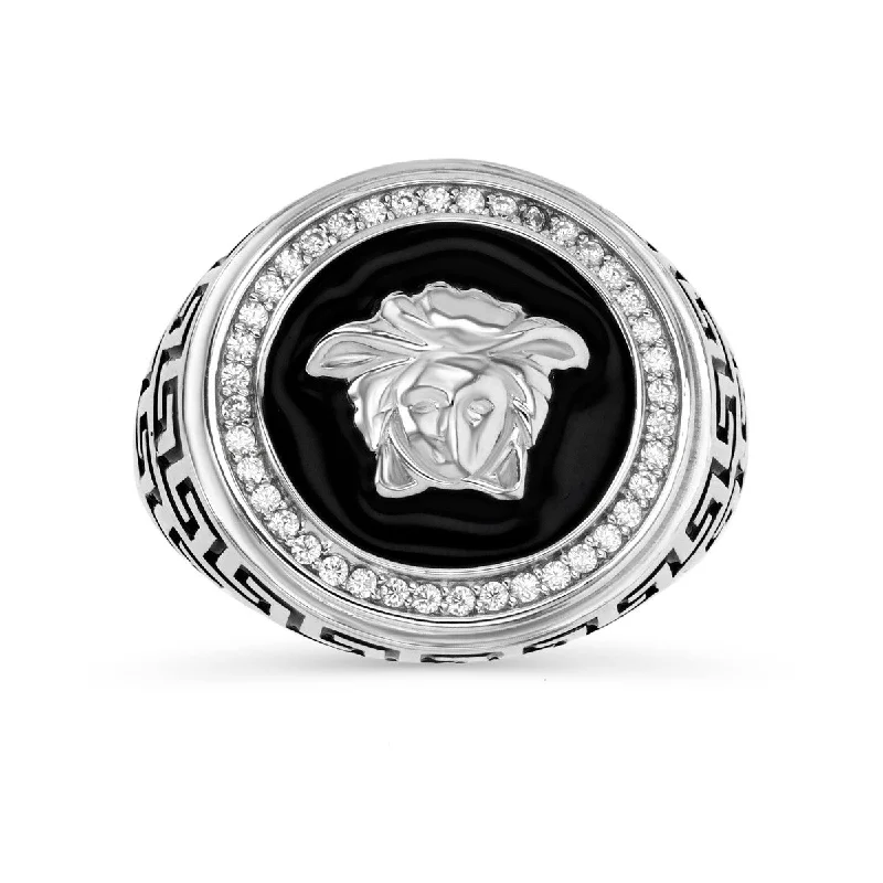 Luxury Jewelry Without The Luxury Price Tag Luxe Layers Sterling Silver Cubic Zirconia Black Enamel Medusa Ring Luxury Jewelry Without The Luxury Price Tag Luxe Layers Sterling Silver Cubic Zirconia Black Enamel Medusa Ring