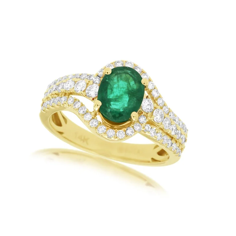 Limited-Stock Jewelry Sale – Once It's Gone, It's Gone Oval Emerald and Diamond Swirl Design Ring Limited-Stock Jewelry Sale – Once It's Gone, It's Gone Oval Emerald and Diamond Swirl Design Ring