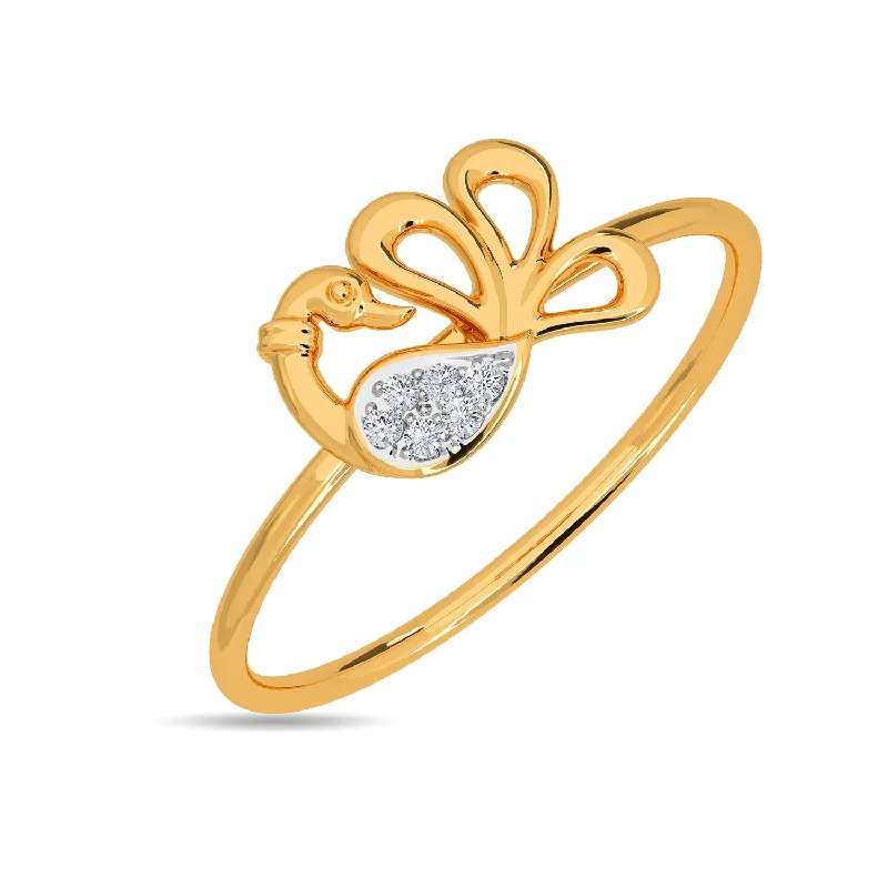 Affordable Gold-Plated Jewelry For Modern Fashion Peacock Feather Ring
