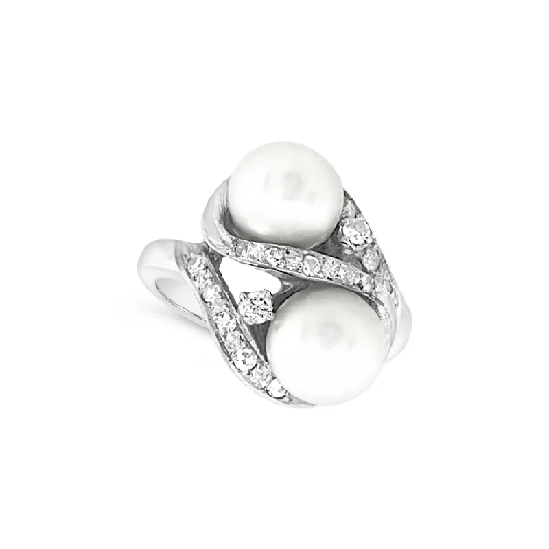 Elegant Jewelry At Unbeatable Offers – Shop Before It's Gone Pearl and Diamond Free Form Design Ring Elegant Jewelry At Unbeatable Offers – Shop Before It's Gone Pearl and Diamond Free Form Design Ring