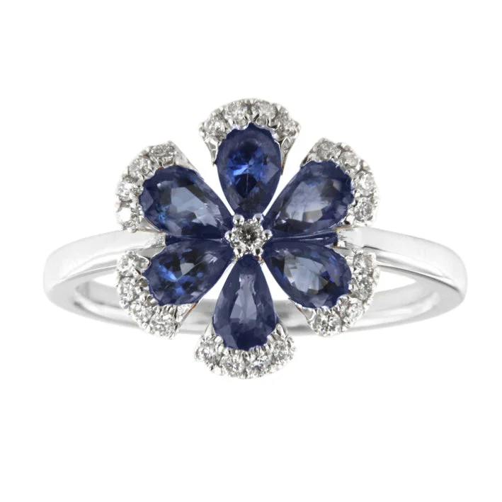 Exclusive Online Discounts On Stylish Jewelry Sapphire and Diamond Flower Ring