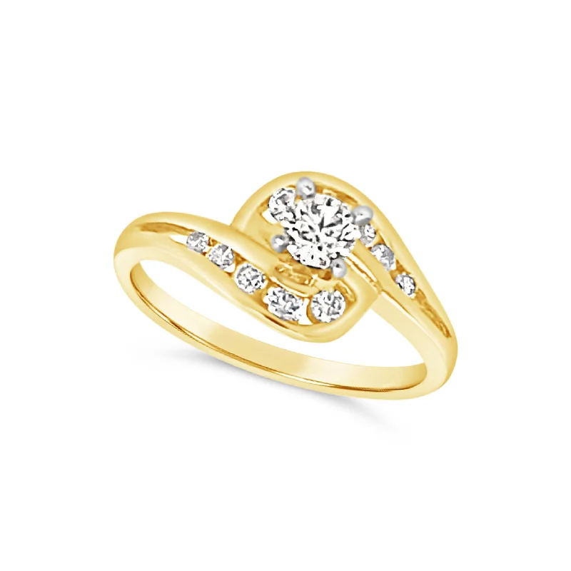 Shop Dazzling Jewelry With Special Promotional Discounts Round Diamond and Diamond Swirl Design Ring Shop Dazzling Jewelry With Special Promotional Discounts Round Diamond and Diamond Swirl Design Ring