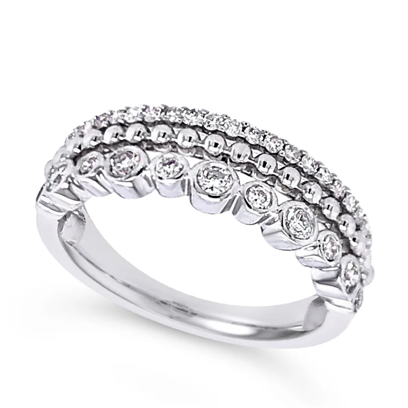 Exclusive Jewelry Sale – Sparkle For Less Three Row Bead and Bezel Set Diamond Ring Exclusive Jewelry Sale – Sparkle For Less Three Row Bead and Bezel Set Diamond Ring