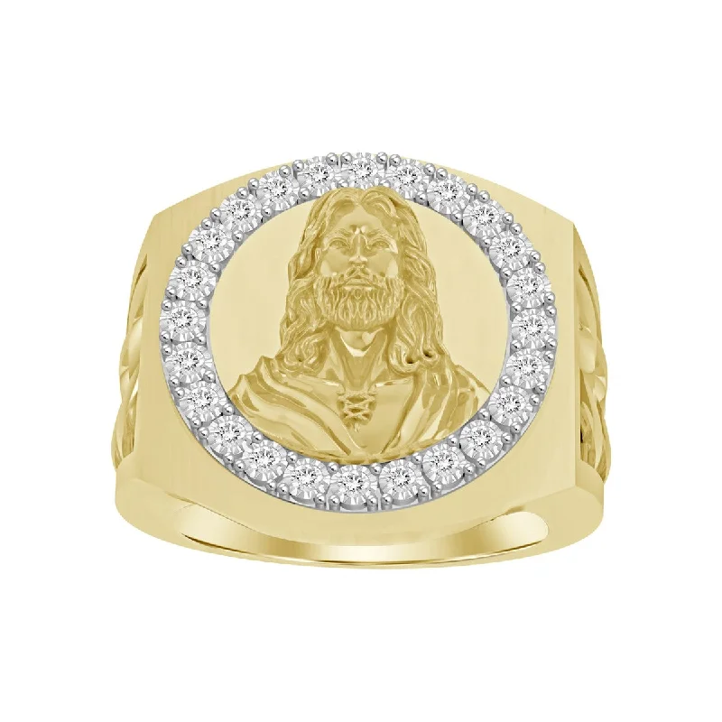 Celebrate With Sparkle – Jewelry Sale Now Live Titán by Adrian Gonzalez 10KT Yellow Gold 1/4 CTW Diamond Jesus Ring Celebrate With Sparkle – Jewelry Sale Now Live Titán by Adrian Gonzalez 10KT Yellow Gold 1/4 CTW Diamond Jesus Ring