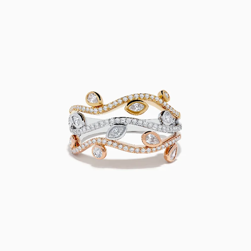 Premium Diamond Jewelry At Once-In-A-Lifetime Discounts Trio 14K Tri Color Gold Diamond Ring Premium Diamond Jewelry At Once-In-A-Lifetime Discounts Trio 14K Tri Color Gold Diamond Ring