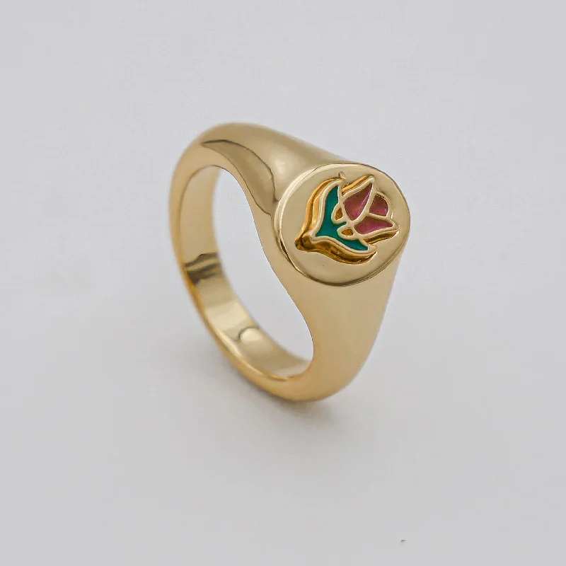 Discounted Jewelry For A Glamorous Look Tulip Signet Ring