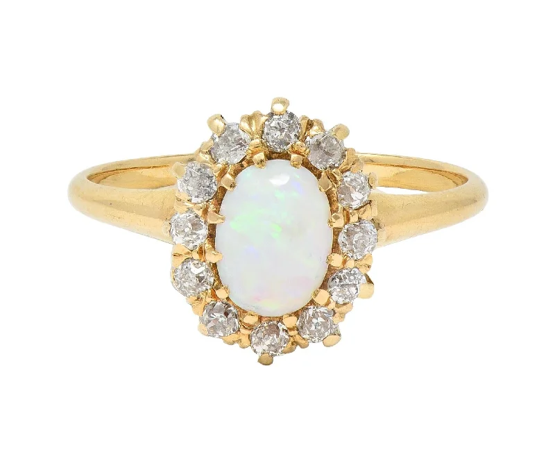Flash Deals On Fine Jewelry – Shop Before It's Gone Victorian Diamond Opal 14 Karat Yellow Gold Antique Halo Ring Flash Deals On Fine Jewelry – Shop Before It's Gone Victorian Diamond Opal 14 Karat Yellow Gold Antique Halo Ring