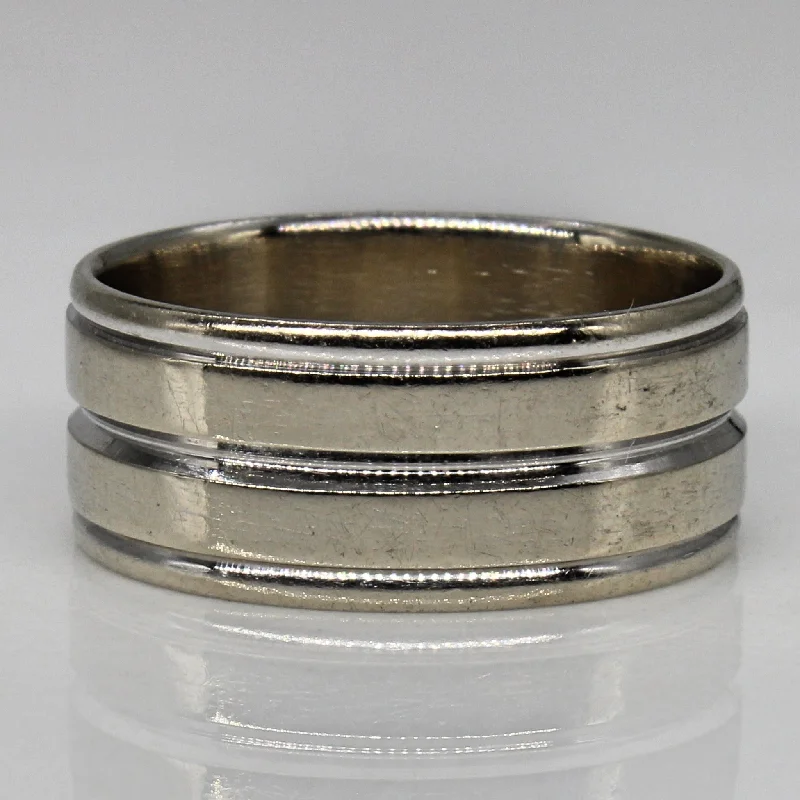Make Your Outfit Shine With Discounted Jewelry Grooved White Gold Band | SZ 11 |