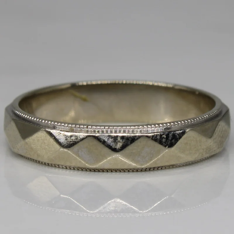 Dainty And Elegant Jewelry Now At Reduced Prices White Gold Faceted Band | SZ 6.5 |