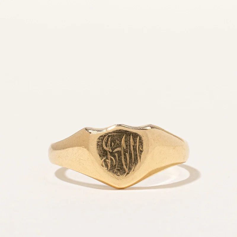 Final Call For Exquisite Jewelry At Reduced Rates 1918 Hallmarked 18k Yellow Gold Shield Initial Ring | SZ 9 | Final Call For Exquisite Jewelry At Reduced Rates 1918 Hallmarked 18k Yellow Gold Shield Initial Ring | SZ 9 |