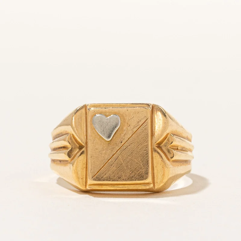 Shop Jewelry That Shines Without The High Price Two Tone Heart Detailed Signet Ring | SZ 11.5 | Shop Jewelry That Shines Without The High Price Two Tone Heart Detailed Signet Ring | SZ 11.5 |