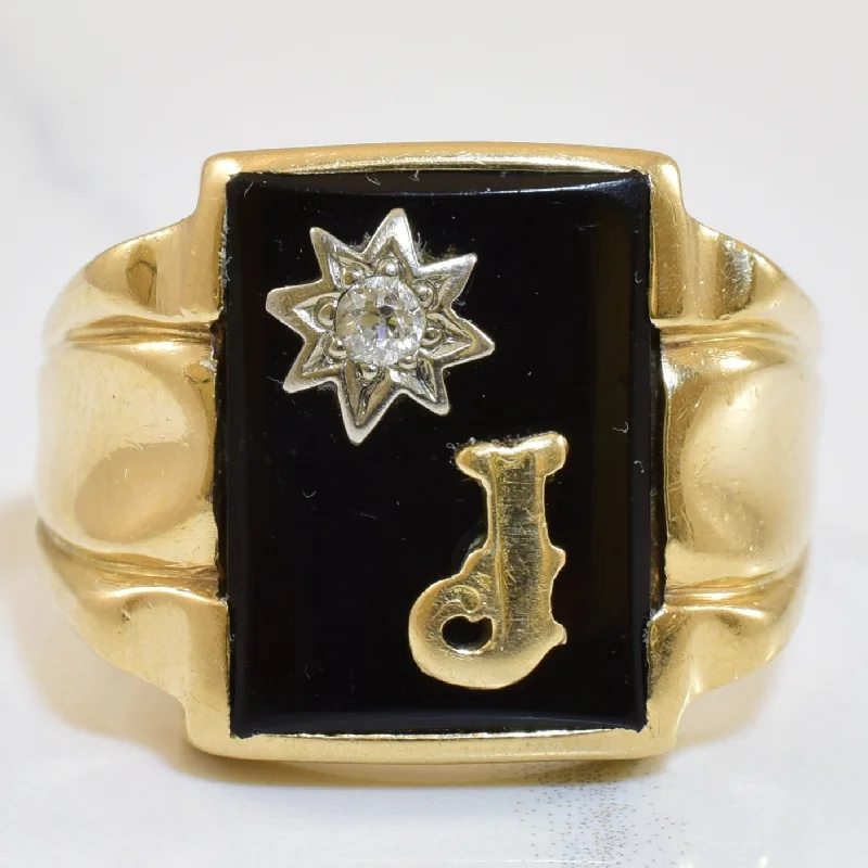 Special Jewelry Deals – Upgrade Your Collection Black Onyx & Diamond Initial 'J' Ring | 7.00ct, 0.05ct | SZ 11.75 | Special Jewelry Deals – Upgrade Your Collection Black Onyx & Diamond Initial 'J' Ring | 7.00ct, 0.05ct | SZ 11.75 |