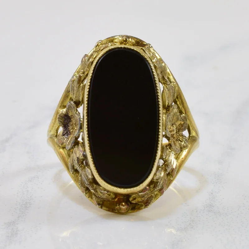 Jewelry Clearance Sale – Final Reductions Black Onyx Floral Signet Ring | 2.77ct | SZ 5 | Jewelry Clearance Sale – Final Reductions Black Onyx Floral Signet Ring | 2.77ct | SZ 5 |