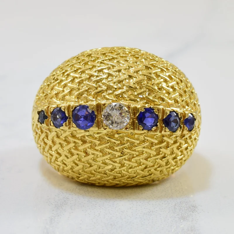 Luxury Jewelry At Unbeatable Discounts Blue Sapphire & Diamond Weave Textured Cocktail Ring | 0.48ctw, 0.16ct | SZ 6.5 | Luxury Jewelry At Unbeatable Discounts Blue Sapphire & Diamond Weave Textured Cocktail Ring | 0.48ctw, 0.16ct | SZ 6.5 |