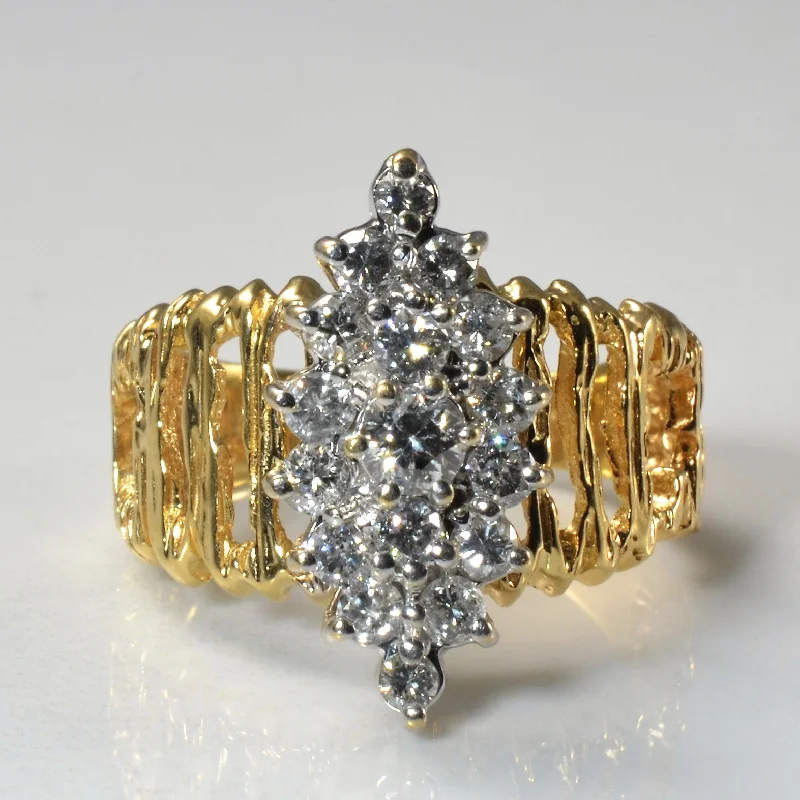Sparkle On A Budget – Fine Jewelry For Less 1970s Style Diamond Navette Ring | 0.90ctw | SZ 8 | Sparkle On A Budget – Fine Jewelry For Less 1970s Style Diamond Navette Ring | 0.90ctw | SZ 8 |
