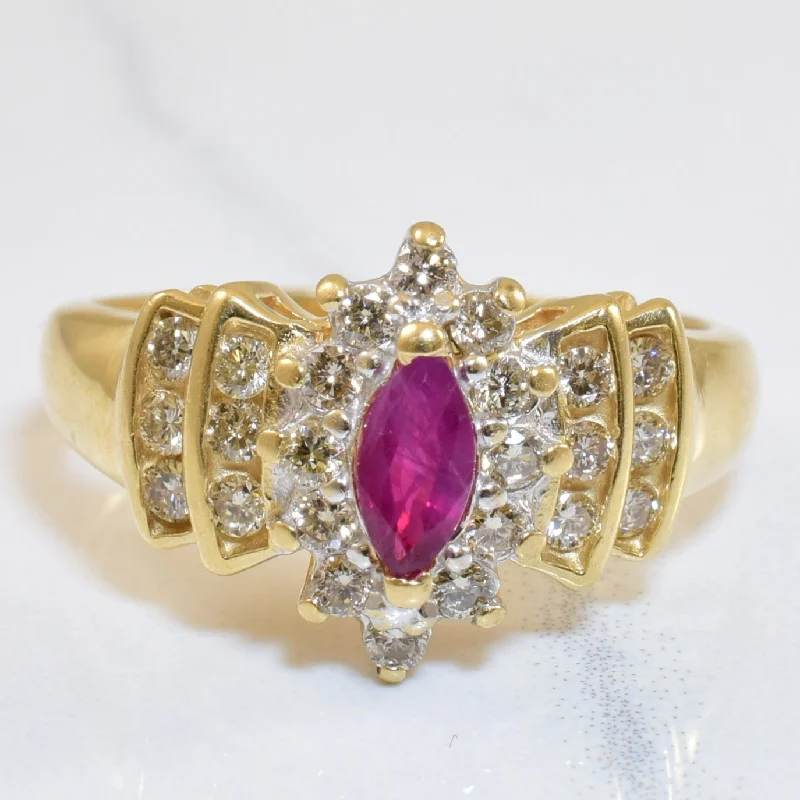 Affordable Glamour – Premium Jewelry At Special Prices Diamond & Marquise Ruby Ring | 0.48ctw, 0.30ct | SZ 7.25 | Affordable Glamour – Premium Jewelry At Special Prices Diamond & Marquise Ruby Ring | 0.48ctw, 0.30ct | SZ 7.25 |