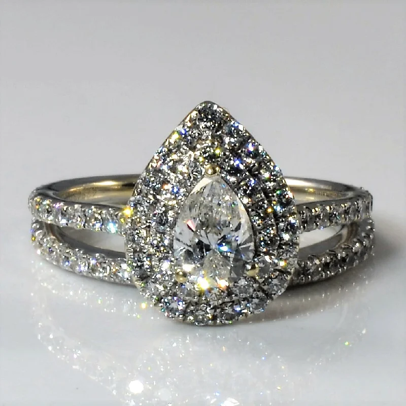 Chic And Stylish Jewelry At Exclusive Prices Michael Hill' Pear Cut Double Halo Diamond Wedding Set | 1.57ctw | SZ 6.5 | Chic And Stylish Jewelry At Exclusive Prices Michael Hill' Pear Cut Double Halo Diamond Wedding Set | 1.57ctw | SZ 6.5 |