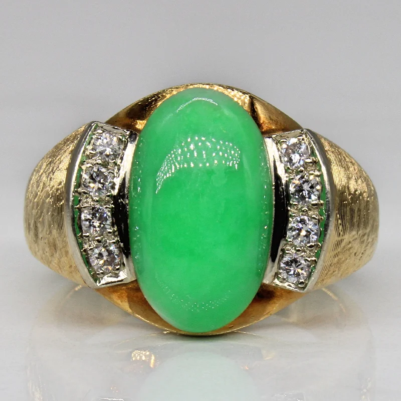 Jewelry Clearance Event – Stock Up Before It's Over Jadeite & Diamond Cocktail Ring | 6.00ct, 0.24ctw | SZ 8.75 | Jewelry Clearance Event – Stock Up Before It's Over Jadeite & Diamond Cocktail Ring | 6.00ct, 0.24ctw | SZ 8.75 |