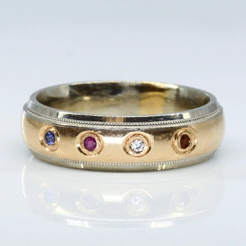 Gorgeous Jewelry, Limited-Time Savings Multi Gem Two Tone Band | SZ 7.75 |